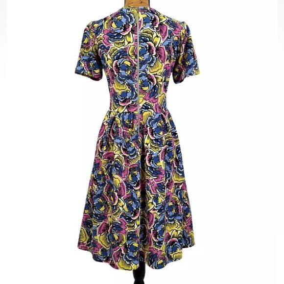 Lularoe Women’s Size Large Fit and Flare Dress Multicolor Floral Short Sleeve - Picture 1 of 16
